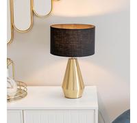 Jax Antique Brass Metal Dimmable Touch Table Lamp with Fabric Drum Shade ValueLights Black One Size