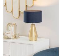ValueLights | Gold Metal Touch Dimmer Table Lamp with Navy Blue Drum Shade | Home Décor, Bedside & Desk Lamp
