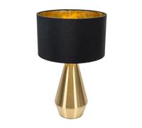Jax Gold Dimmable Touch Table Lamp with Fabric Drum & Gold Inner Shade & Bulb ValueLights Black One Size