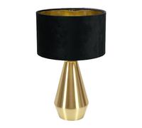 Jax Gold Dimmable Touch Table Lamp with Velvet Drum & Gold Inner Shade & Bulb ValueLights Black One Size