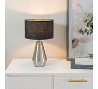 ValueLights | Silver Metal Touch Dimmer Table Lamp with Charcoal Grey Drum Shade | Home Décor, Bedside & Desk Lamp