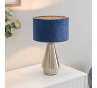 Valuelights Jax Brushed Chrome Dimmable Touch Table Lamp With Velvet Drum Shade In Silver Silver One Size
