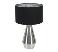Jax Chrome Dimmable Touch Table Lamp with Fabric Drum & Chrome Lamp Shade & Bulb ValueLights Black One Size