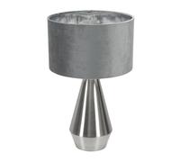 Jax Chrome Dimmable Touch Table Lamp & Grey Velvet & Chrome Inner Shade & Bulb ValueLights Grey One Size