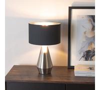 ValueLights Jax Black with Chrome Lamp Shade Chrome Touch Table Lamp