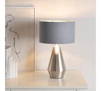 Valuelights Jax Chrome Dimmable Touch Table Lamp With Grey With Chrome Inner Lamp Shade And Led Bulb