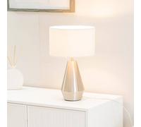 Valuelights Jax Chrome Metal Dimmable Touch Table Lamp With Cream Boucle Shade And Led Bulb Cream One Size