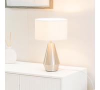 ValueLights | Silver Metal Touch Dimmer Table Lamp with Cream Boucle Shade | Home Décor, Bedside & Desk Lamp | Includes Bulb