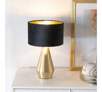 Valuelights Jax Gold Dimmable Touch Table Lamp With Black Velvet With Gold Inner Lamp Shade