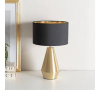 Valuelights Jax Gold Dimmable Touch Table Lamp With Black With Gold Inner Lamp Shade