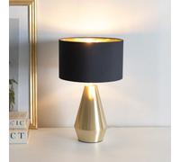Valuelights Jax Gold Dimmable Touch Table Lamp With Black With Gold Inner Lamp Shade And Led Bulb