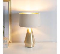 Valuelights Jax Gold Dimmable Touch Table Lamp With Fabric Drum & Gold Inner Shade & Bulb In Natural Natural One Size