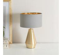 ValueLights | Jax Antique Brass Touch Table Lamp with Grey & Gold Inner Shade | Table Lamps, Home Décor & Improvement Essential