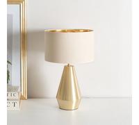 Valuelights Jax Gold Dimmable Touch Table Lamp With Natural With Gold Inner Lamp Shade
