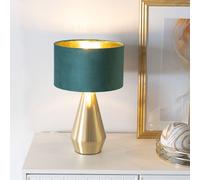 Jax Gold Dimmable Touch Table Lamp with Velvet Drum & Gold Inner Lamp Shade ValueLights Bottle Green One Size