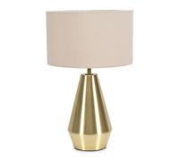 Valuelights Jax Gold Metal Touch Dimmer Table Lamp With Natural Drum Shade - Led Bulb Included
