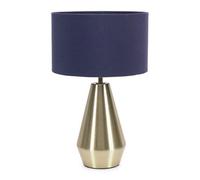 Valuelights Jax Gold Metal Touch Dimmer Table Lamp With Navy Blue Drum Shade - Led Bulb Included