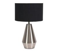 Valuelights Jax Silver Metal Touch Dimmer Table Lamp With Black Drum Shade - Led Bulb Included