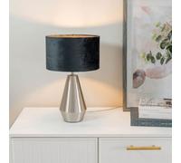 Valuelights Jax Silver Metal Touch Dimmer Table Lamp With Black Velvet Shade - Led Bulb Included