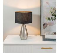Valuelights Jax Silver Metal Touch Dimmer Table Lamp With Charcoal Grey Drum Shade - Led Bulb Included