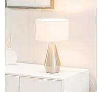 Valuelights Jax Silver Metal Touch Dimmer Table Lamp With Cream Boucle Shade