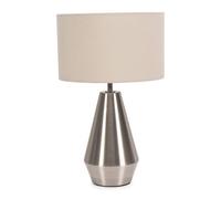Valuelights Jax Silver Metal Touch Dimmer Table Lamp With Cream Shade - Led Bulb Included