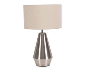 Valuelights Jax Silver Metal Touch Dimmer Table Lamp With Cream Shade - Led Bulb Included