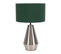 ValueLights | Silver Metal Touch Dimmer Table Lamp with Forest Green Drum Shade | Home Décor, Bedside & Desk Lamp