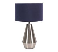 ValueLights | Silver Metal Touch Dimmer Table Lamp with Navy Blue Drum Shade | Home Décor, Bedside & Desk Lamp