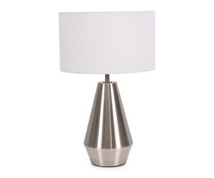 Valuelights Jax Silver Metal Touch Dimmer Table Lamp With White Drum Shade