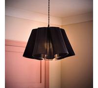 ValueLights Jemima Pleated Scalloped Easy Fit Lamp Shade with Bulb in Dark Navy ValueLights Dark Navy