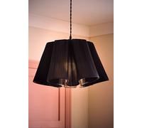 Valuelights Jemima Pleated Scalloped Easy Fit Lamp Shade With Bulb In Dark Navy Dark Navy
