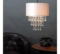 MiniSun | Modern Grey Ceiling Light Shade with Clear Acrylic Jewel Effect Droplets | Pendant Lights, Home Décor & Improvement Essential | 32cm Shade Width