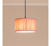 ValueLights | Small Easy Fit Blush Pink Ruched Pleated Drum Light Shade Living Room Bedroom Hallway Lampshade | Shades, Home Décor & Improvement Essential | Included LED Bulb | 250mm Shade Width