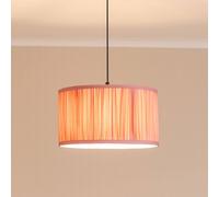 Valuelights Jess Blush Pink Fabric Ruched Pleated Large Drum Shade And Bulb (D)35Cm