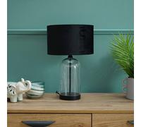 ValueLights Jessy Black Glass Table Lamp With Black Velvet Shade ValueLights Black