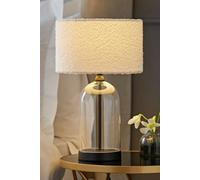 Valuelights Jessy Glass And Black Metal Bedside Table Lamp With A Cream Boucle Lampshade