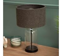 ValueLights Jessy Black Glass Table Lamp With Charcoal Boucle Shade ValueLights Black