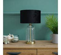 Valuelights Jessy Glass And Gold Metal Bedside Table Lamp With A Black Velvet Lampshade - Bulb Included
