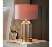 Valuelights Jessy Glass And Gold Metal Bedside Table Lamp With A Blush Pink Velvet Lampshade