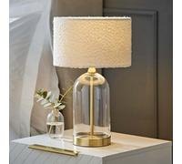 Valuelights Jessy Glass And Gold Metal Bedside Table Lamp With A Cream Boucle Lampshade