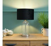 ValueLights Jessy Chrome Glass Table Lamp With Black Velvet Shade in Silver ValueLights Silver
