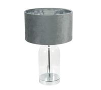 ValueLights | Jessy Glass Table Lamp Silver Base with Grey Velvet & Chrome Inner Shade & Warm White Bulb | Table Lamps, Home Décor & Improvement Essential