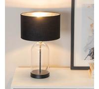 ValueLights Jessy Black & Chrome Shade Glass & Black Table Lamp