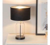 ValueLights Jessy Glass with Black Trim Table Lamp with Black with Chrome Inner Shade & Bulb ValueLights Black