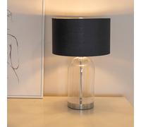ValueLights Jessy Black & Chrome Shade Glass & Silver Table Lamp & Bulb