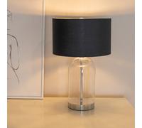Valuelights Jessy Glass With Silver Trim Table Lamp With Black With Chrome Inner Lamp Shade And Led Bulb