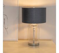 Valuelights Jessy Glass With Silver Trim Table Lamp With Charcoal With Chrome Inner Lamp Shade