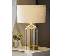 ValueLights | Glass and Gold Metal Bedside Table Lamp with a Cream Boucle Lampshade | Home Décor, Bedside & Desk Lamp
