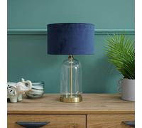 Jessy Gold Glass Table Lamp With Navy Blue Velvet Shade ValueLights Gold One Size